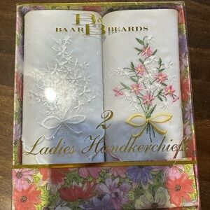 Baar & Beards Women's Handkerchiefs embroidered floral 100% cotton